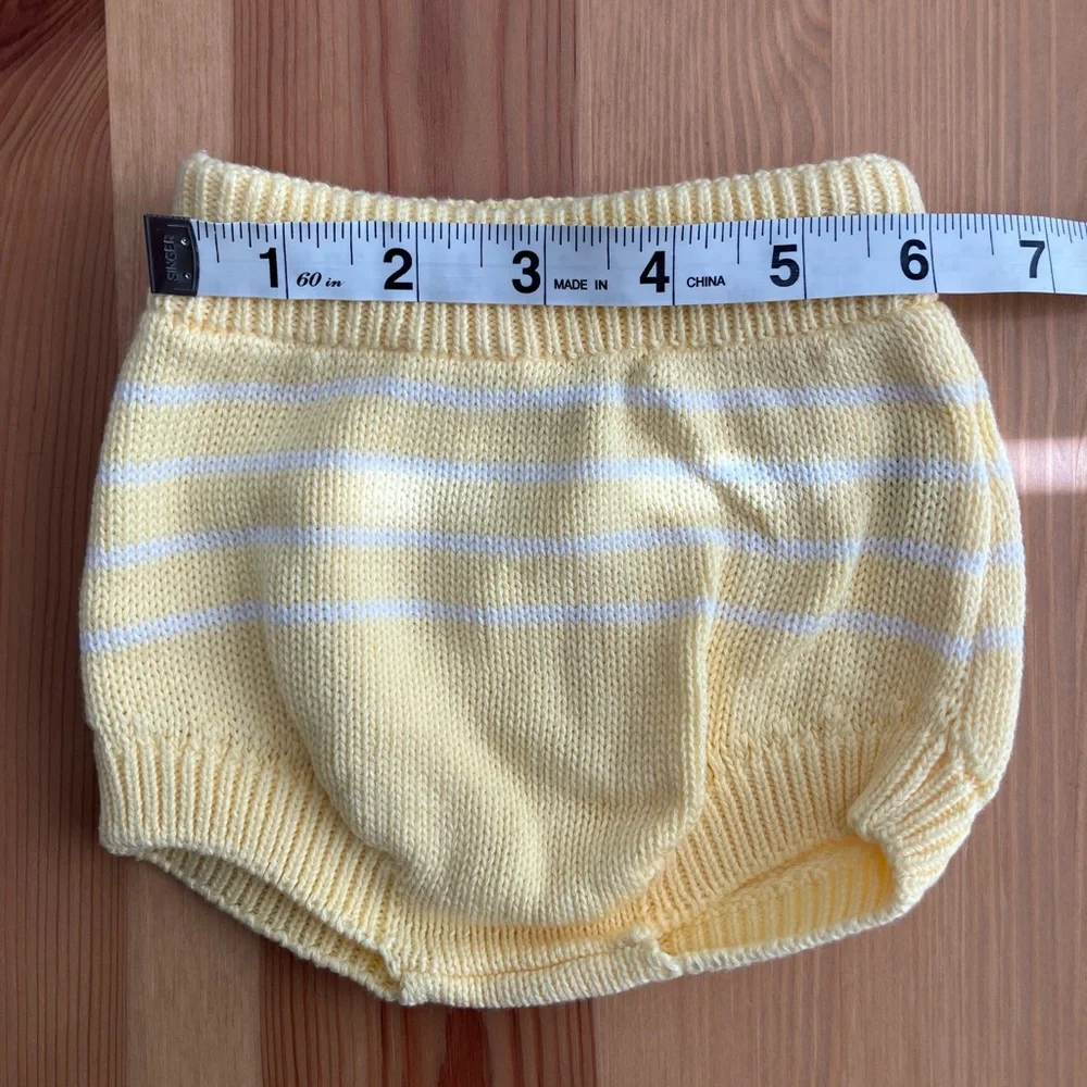 Fin + Vince Banana Yellow Striped Knit Baby Bloomers 0-3m